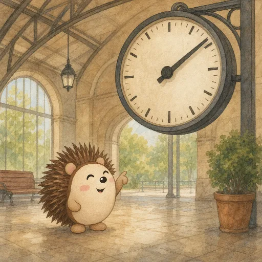 The clock at the station is very big.