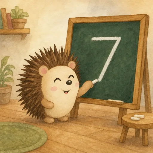 Otti writes the number seven on the board.